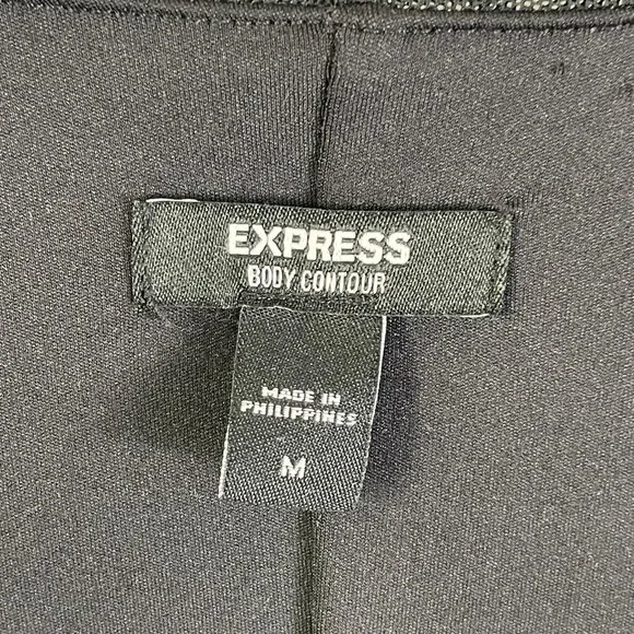 Express Womens Medium Body Contour Black Ruched Mesh Long Sleeve Top Blouse - Picture 7 of 9